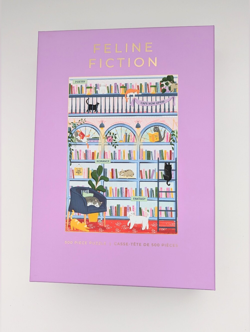 NEW IN BOX Hobbry "Feline Fiction" Cats Lovers & Book Lovers 500-Piece Puzzle